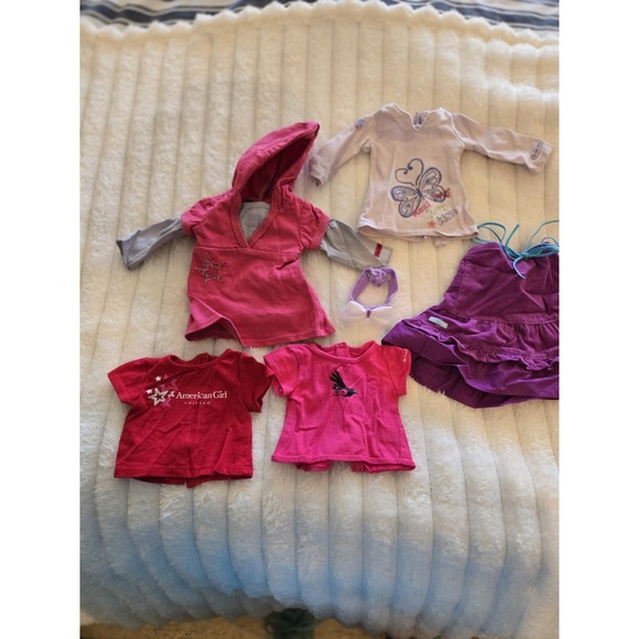 American Girl Other - American Girl Clothes Pleasant Co Mixed Lot Pink Hoodie T Shirts Skirt Hair Bow
